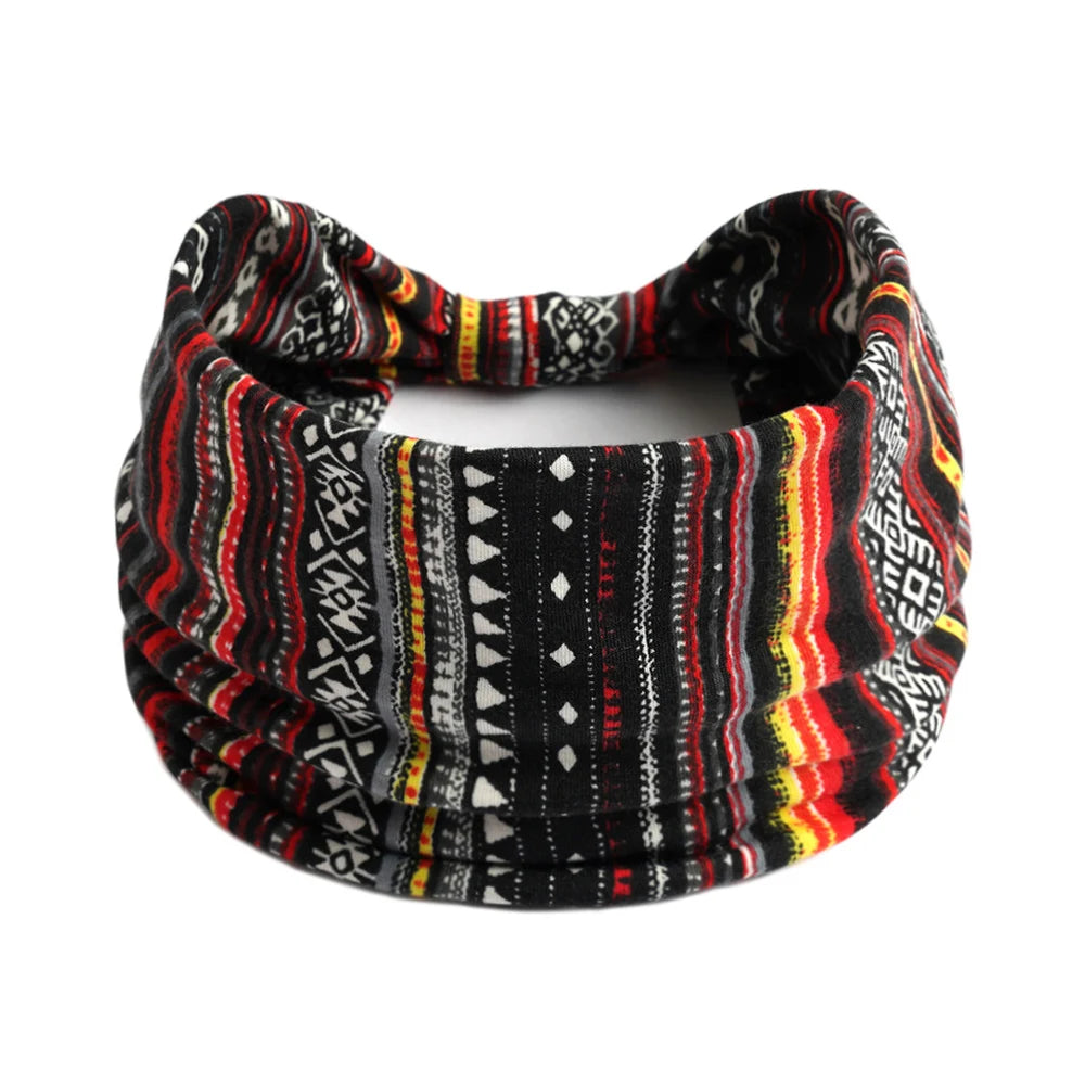 Bohol Headbands Women Wide Knotted Hairbands Elastic Turban Head Bands Non-Slip Floral Yoga Sports Sweatbands Workout Head Wraps