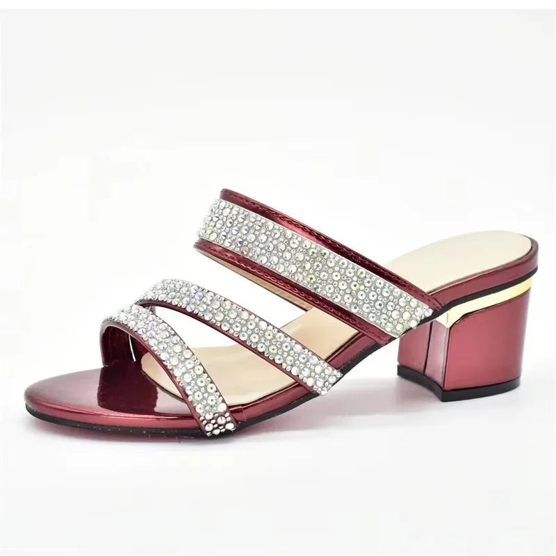 Women Sweet Style Rhinestone-Decorated Women Wedding Shoes for Royal Wedding Party Sling-Backs for Ladies' Party