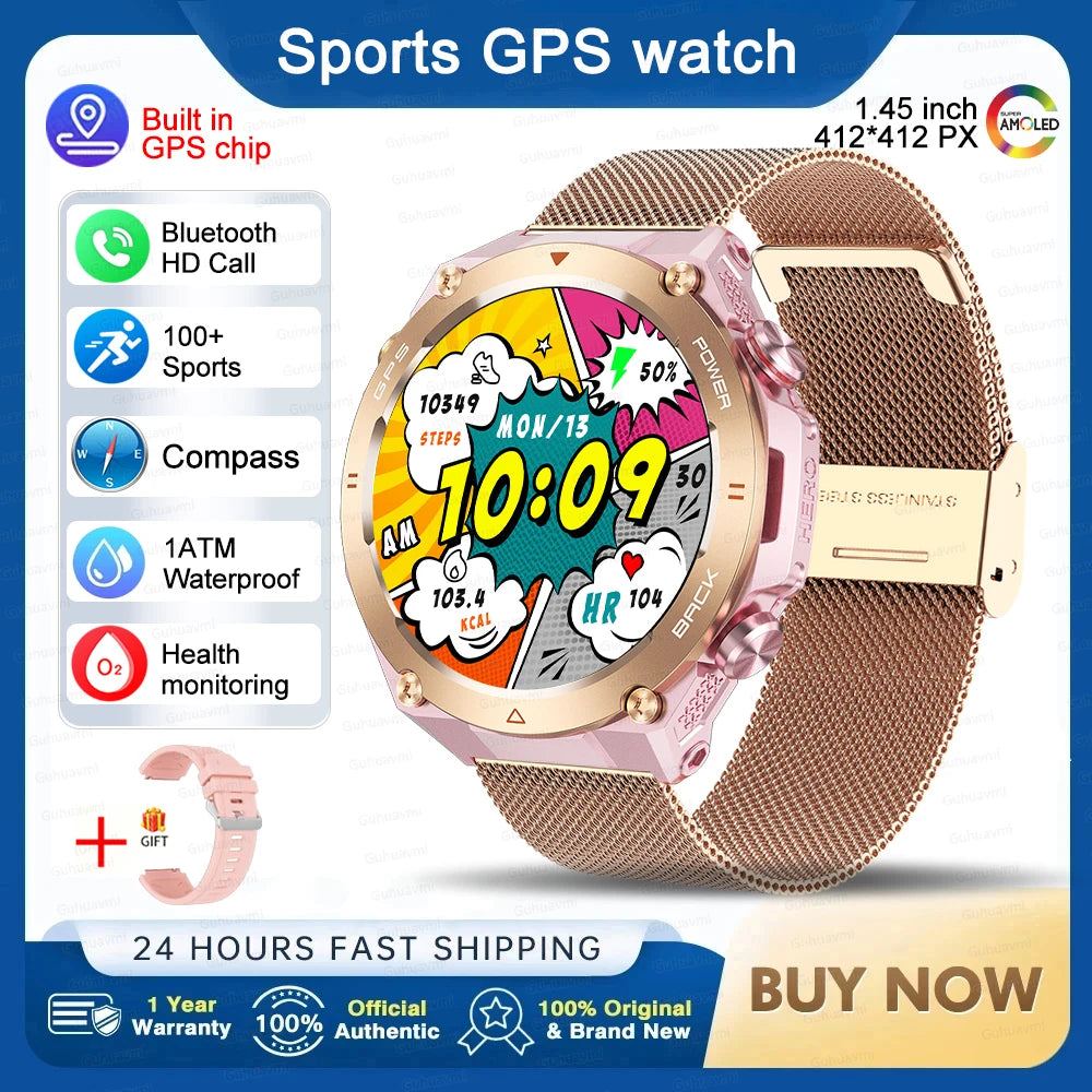 GPS Smart Watch Men Women Call Outdoor Sports Fitness Tracking Waterproof Watch Compass Heartrate Health Monitor Smartwatches