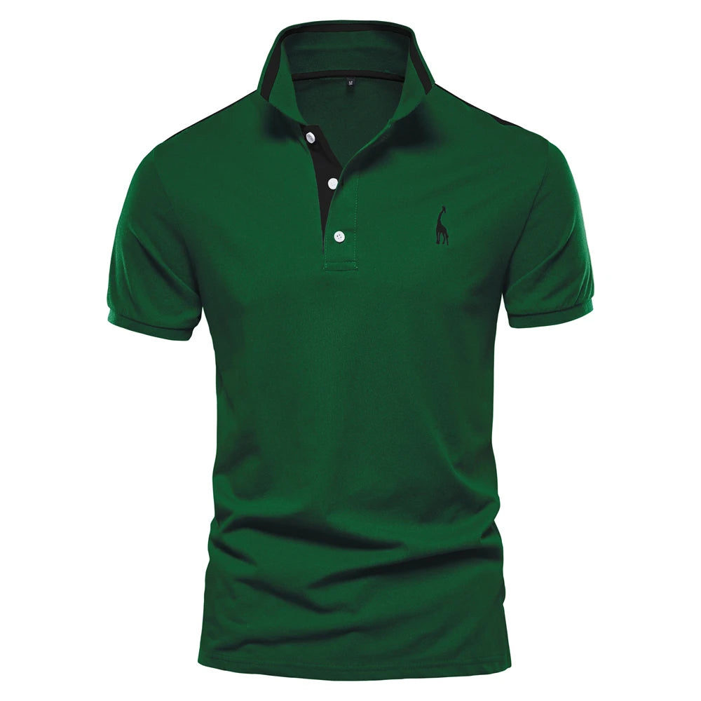 Men's Cotton Polos Giraffe Embroidery Short Sleeve Polo Shirts for Men High Quality Brand Design Polos Men Clothing