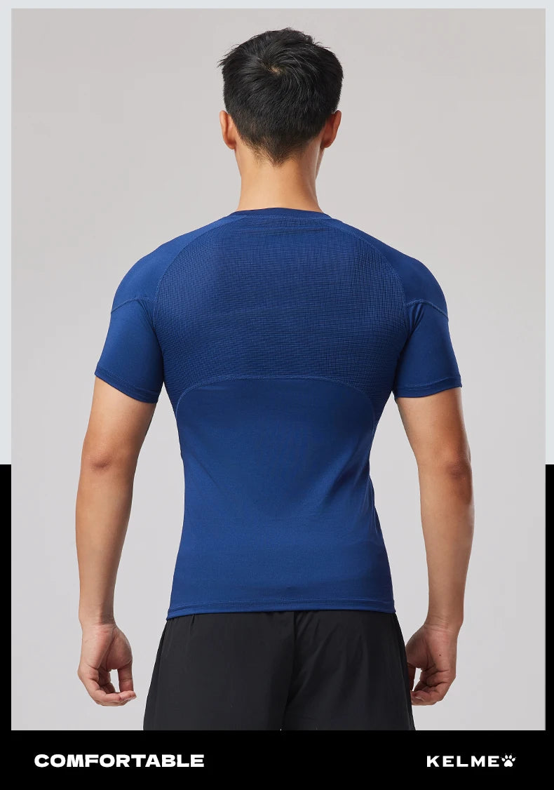 Fitness T-shirt Men's High Elasticity Breathable Tight Clothes Round Neck Basketball Running Training Short Sleeves