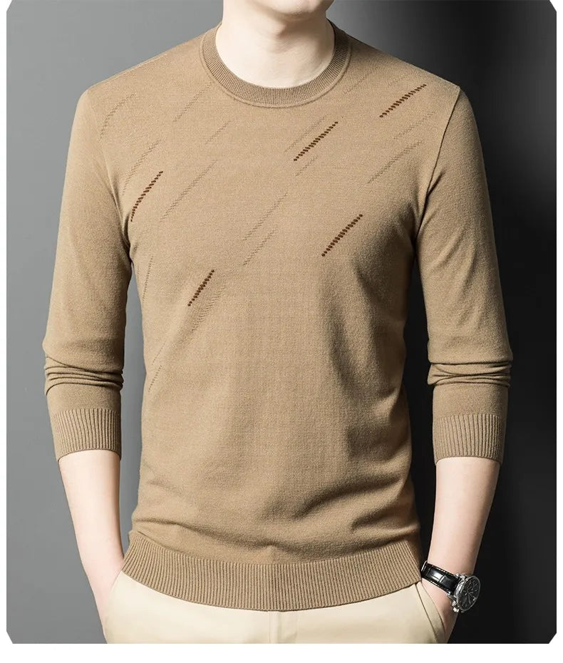 Men's High-End Woollen Designer Knitted Pullover Sweater, Casual Graphic Trendy Korean Brand, and Male Jumpers