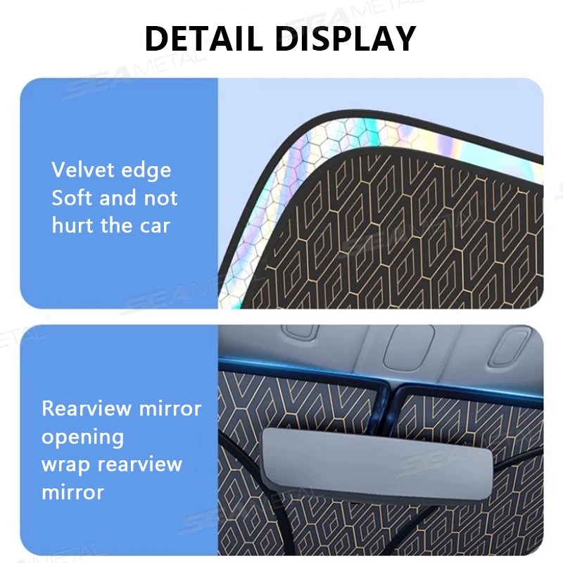 SEAMETAL 5-Layer Car Windshield Sun Shade Cover Foldable Thicken Front Window UV Refletive Sunshade Curtain Sun Protection Cover