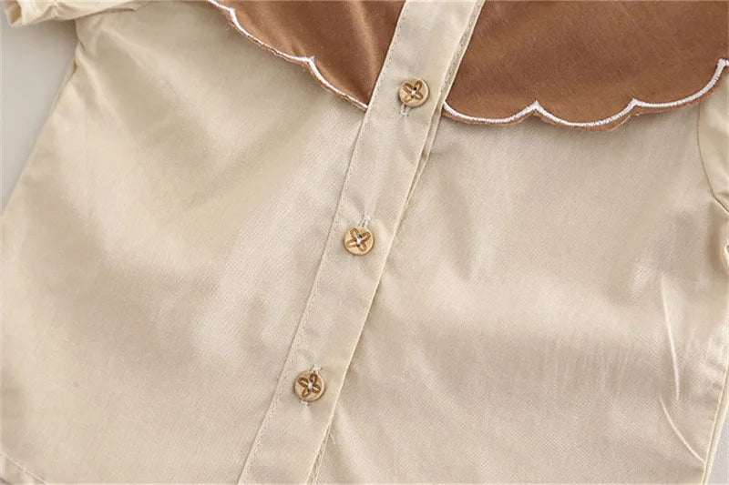 New Summer Kids Clothes 2PCS Set Cute Doll Collar Girls Shirt + Flower Pants Children Thin Style Outwear 12M-5T Girls