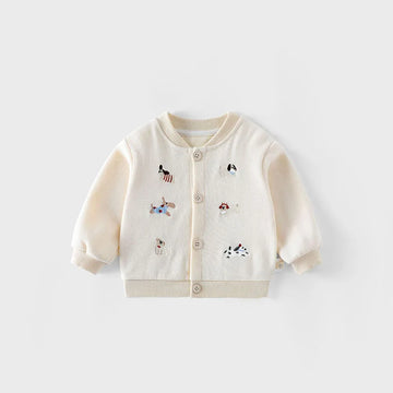 New Autumn Boys Girls Dog Baseball Uniform Cartoon Embroidered Pattern Kids Coat Fashion Children Clothes Pants 9M-5T Unisex