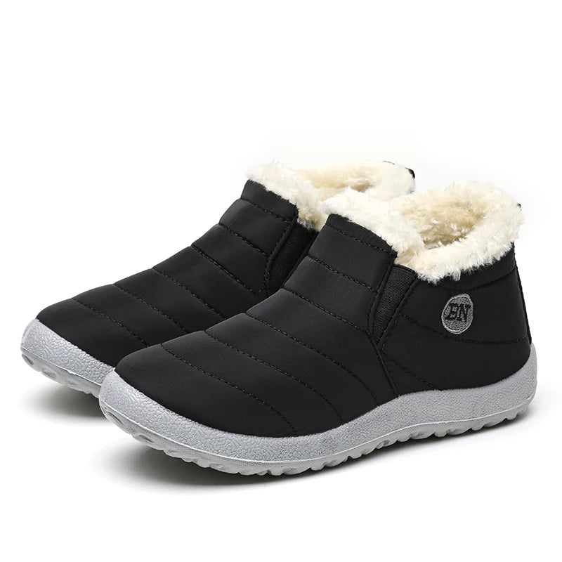 Winter Women Flats Warm Fur Black Ladies Shoes Round Toe Waterproof Shoes Sneakers Women Flat Zapatos De Mujer Shoes Woman