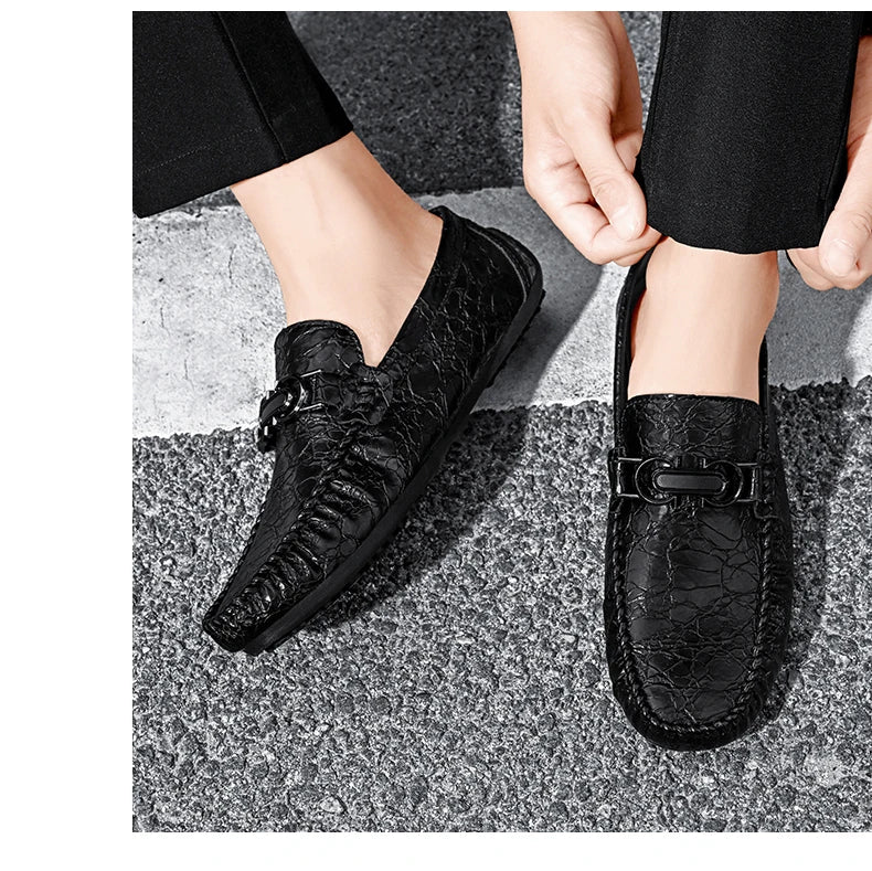 Fashionable Men Business Formal Shoes Slip-on Male Lazy Person Walking Loafers Luxury Brand Adult Leisure Driving Shoes