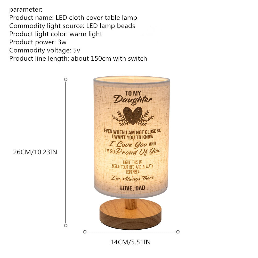 LED European Cloth Cover Table Lamp Solid Wood Base USB Plug Simple Nordic Bedroom Desktop Eye Protection Bedside Table Lamp