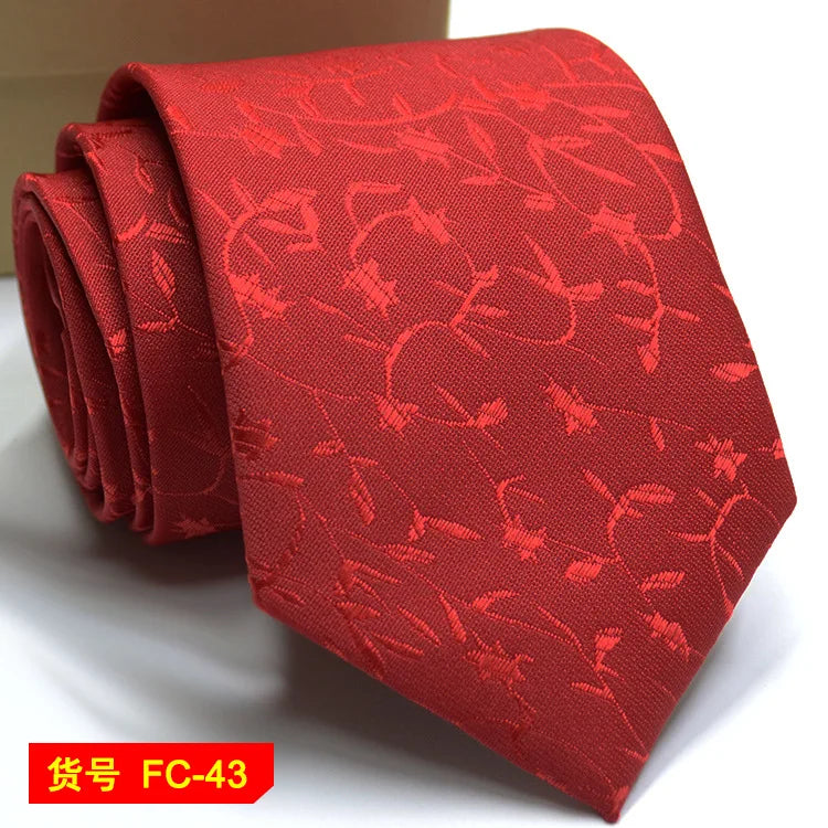Men's Solid Color Stripe Floral Jacquard Necktie 7-8cm Width Fashionable Daily Wear Cravat for Wedding Party Gift