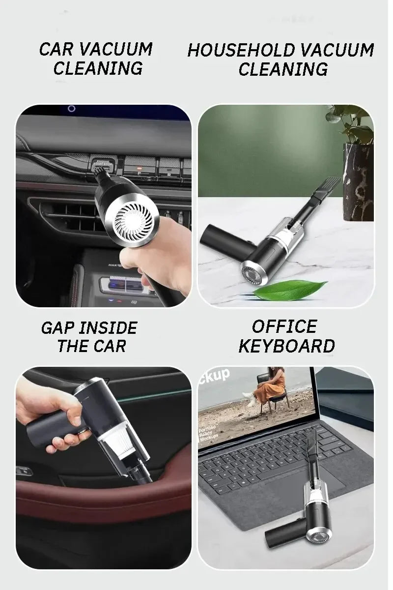 Portable Wireless Car Vacuum Cleaner – 120W High Power Cordless Vacuum for Home & Auto Cleaning