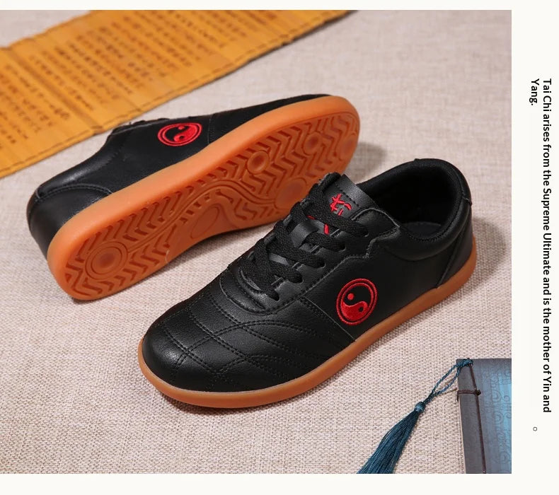 Women’s Genuine Leather Tai Chi Shoes – Breathable Cowhide Sole Martial Arts Training Shoes for Tai Chi, Qigong & Kung Fu