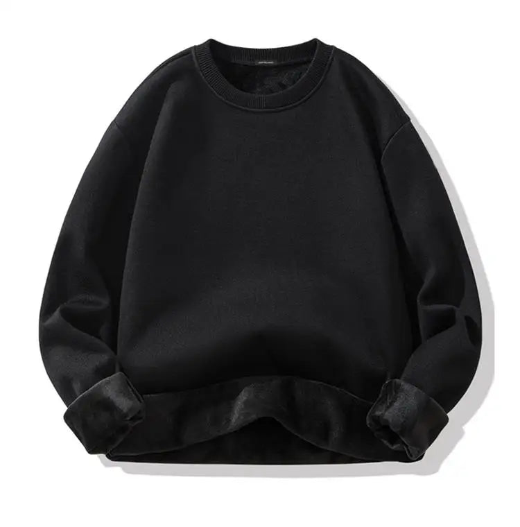 Plüschiger Herren-Strickpullover mit Rollkragen und samtgepolstertem, festem, warmem Pullover, dicker Boden, lässiger Pullover mit O-Ausschnitt