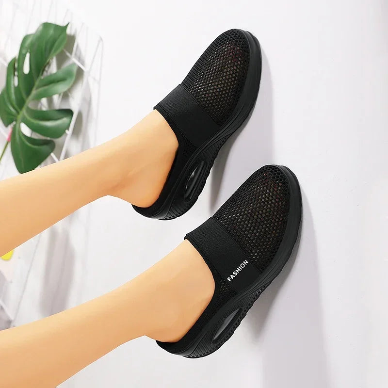 Air Cushion Slip-On Women Walking Shoes Orthopedic Diabetic Ladies Platform Mules Mesh Lightweight Slippers Wedge Female Sneaker