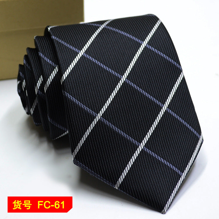 Men's Solid Color Stripe Floral Jacquard Necktie 7-8cm Width Fashionable Daily Wear Cravat for Wedding Party Gift