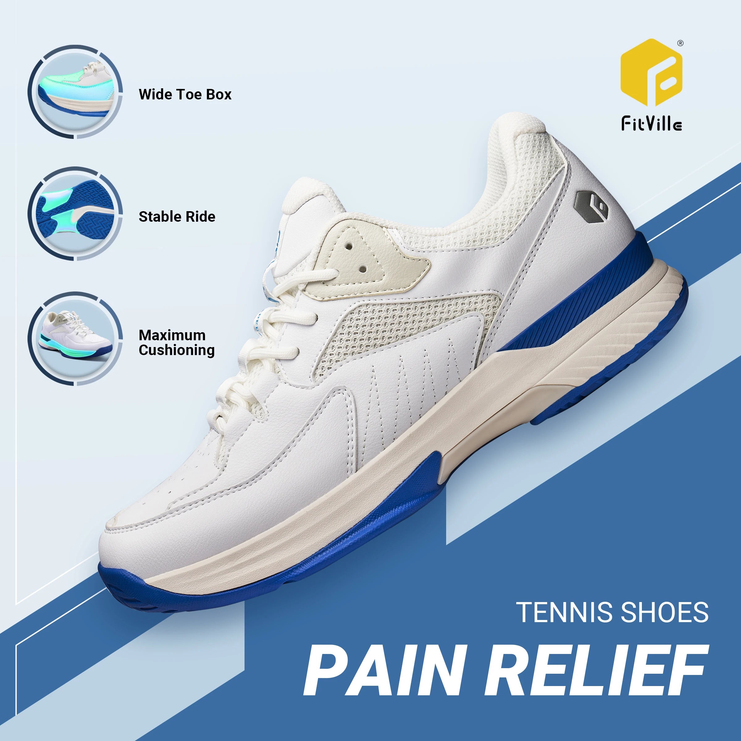 Men's Tennis Shoes Professional Training Sneakers Wear Resistant Anti-Slip Sweat Absorbent for Swollen Feet Arch Support