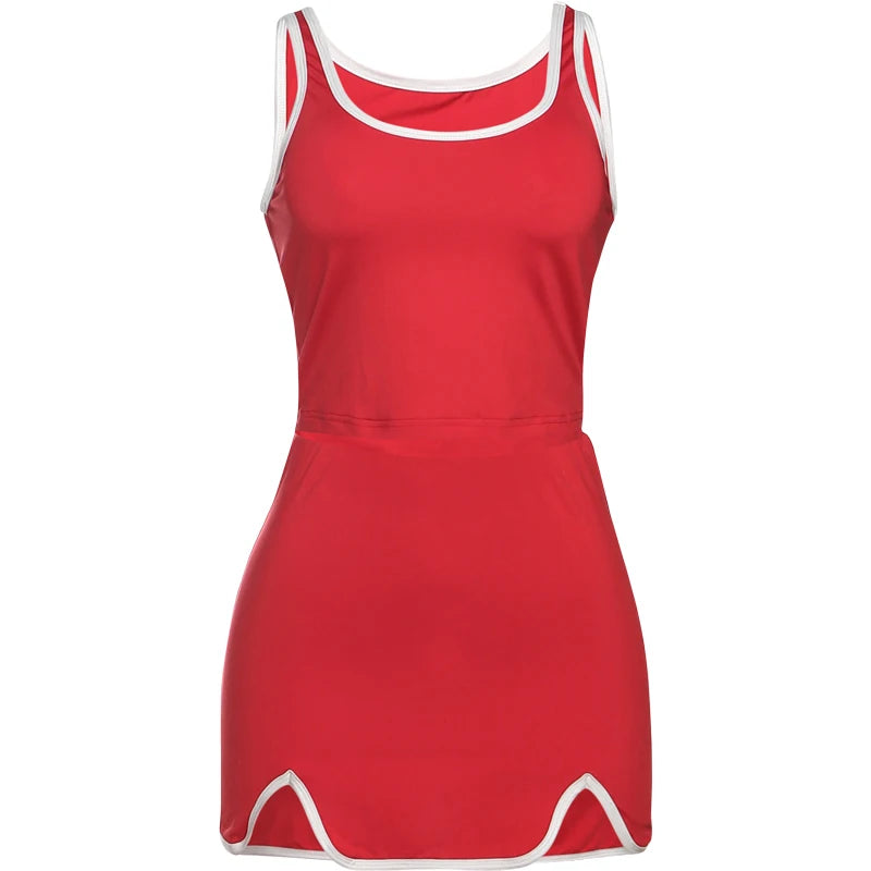 Casual Simple Women 2 Piece Set Tracksuit Skinny Tank Tops + Irregular Hem Skirts Matching Stretch Streetwear Outfits