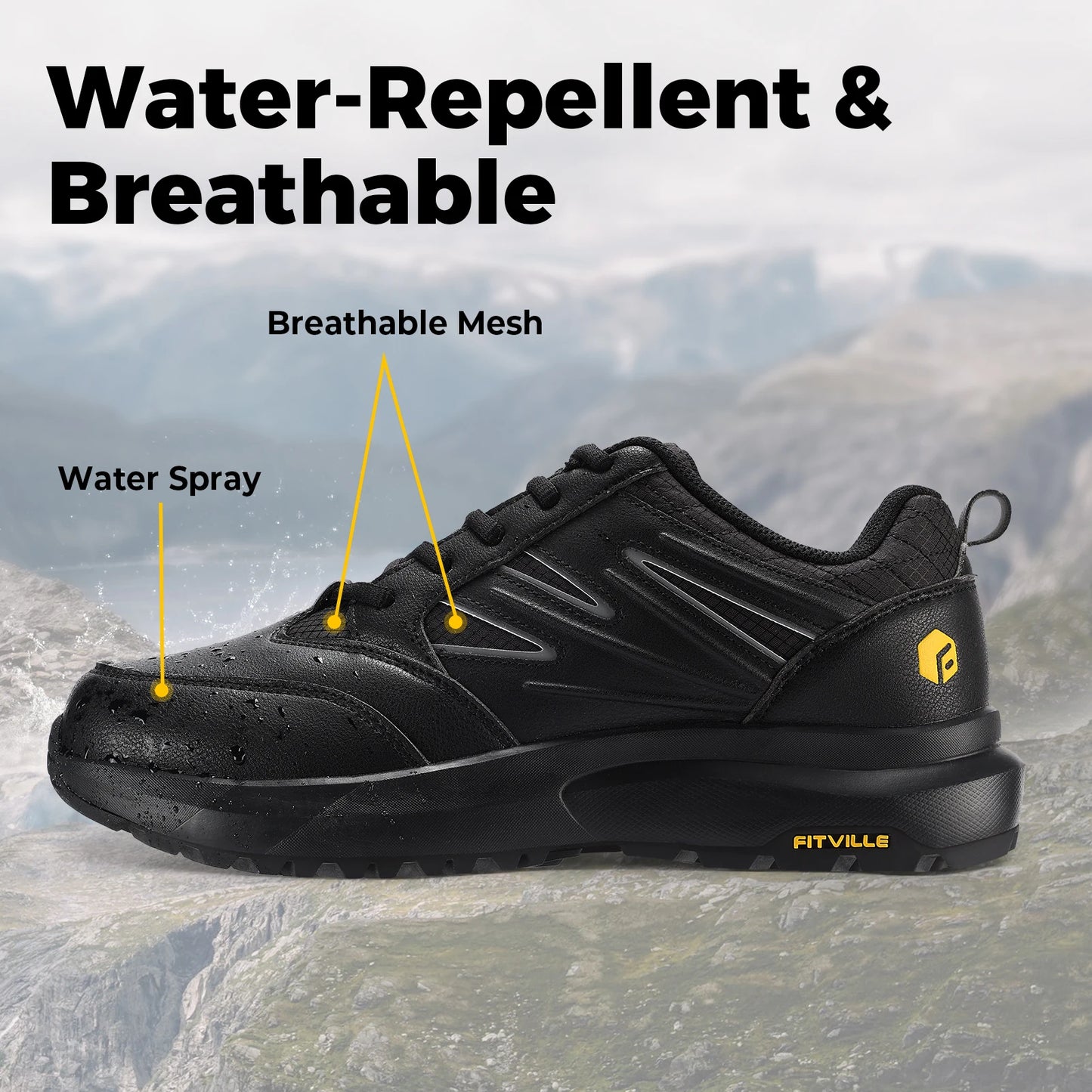 Men's Wide Hiking Shoes Water Repellent Lightweight Outdoor Climbing Shoes Trekking Trails Sneakers for Arch Support