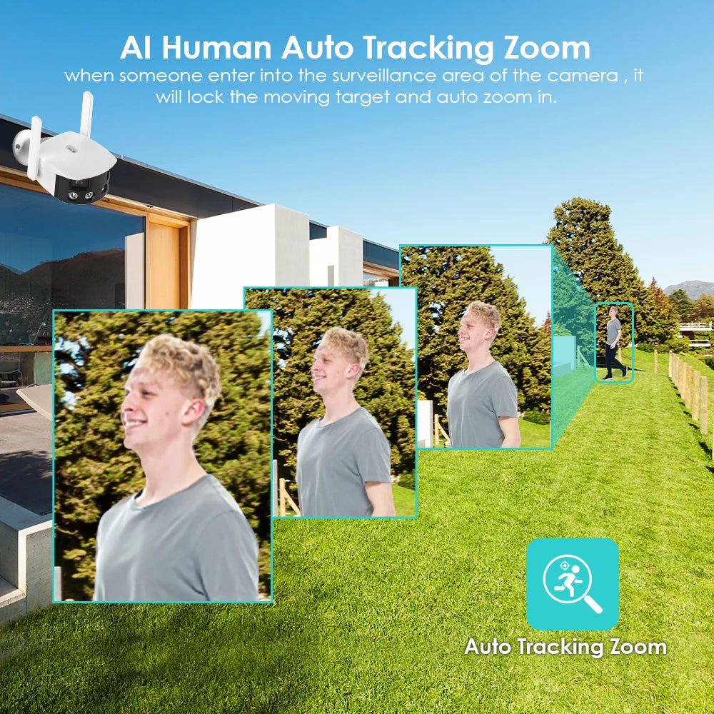 BESDER 8MP 4K Dual Lens Ultra wide angle 180° Wifi IP Camera Cecurity Protection Ai Human Detect Security Surveillance ICSEE APP