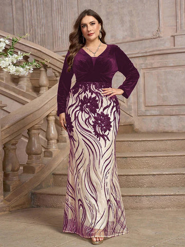 Women's Formal Evening Plus Size Gown (Embellished) New Autumn Winter Luxury Elegant Embroidery Party Maxi Dresses