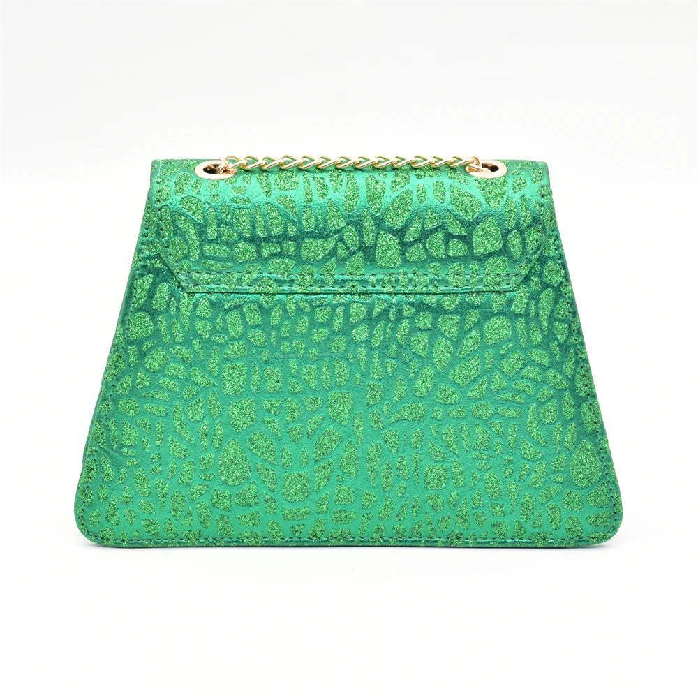 Green Colour Shoe and Bag Set for Party in Woman Italian Crystal Butterfly-knot Women Pumps Nigerian Lady Shoes and Bag