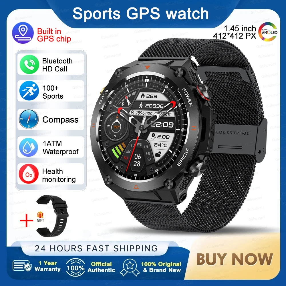 GPS Smart Watch Men Women Call Outdoor Sports Fitness Tracking Waterproof Watch Compass Heartrate Health Monitor Smartwatches