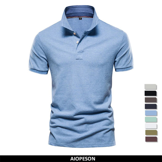 Men's Cotton Polos Solid Colour Classic Polo Shirt Men Short Sleeve Top Quality Casual, Business, & Social Polo Shirt