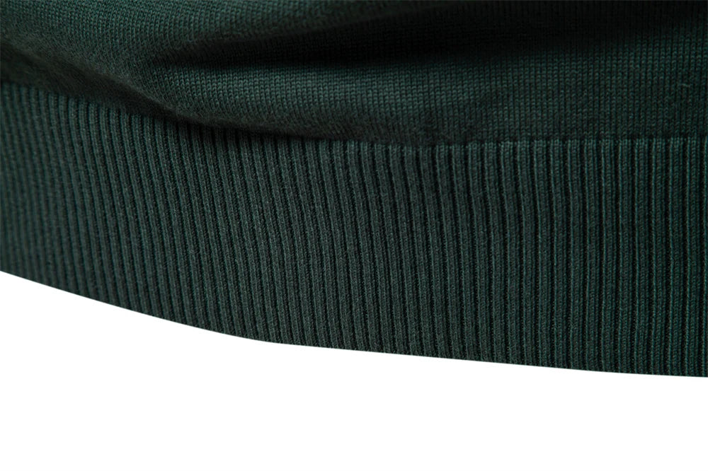 Men's Mock Neck Cotton Pullover Knit Sweaters Casual Business Strip Ribbed Turtleneck Sweaters for Men