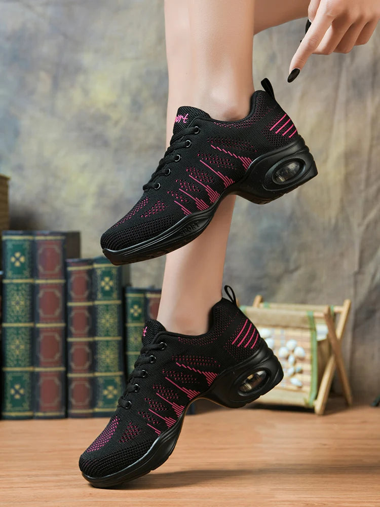 Women's Jazz Ballroom Comfortable  Dance Shoes PU Soft Outsole Breathable Modern Tango Dance Sneakers Lightweight Stylish