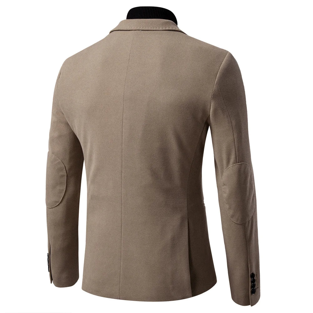 Men's Single Breasted Blazer Solid Colour Autumn Winter Slim Fit Business Casual Suit Jacket Male Blazer with Pocket