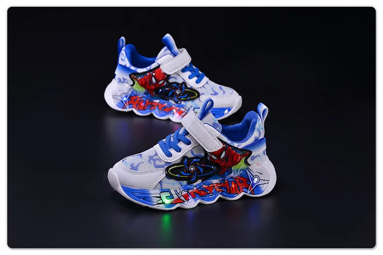 Disney Spider-Man Boys LED Light Up Sneakers  Red/Blue Kids Anti-Slip Outdoor Shoes Spring All-Day Comfort Size 21-31