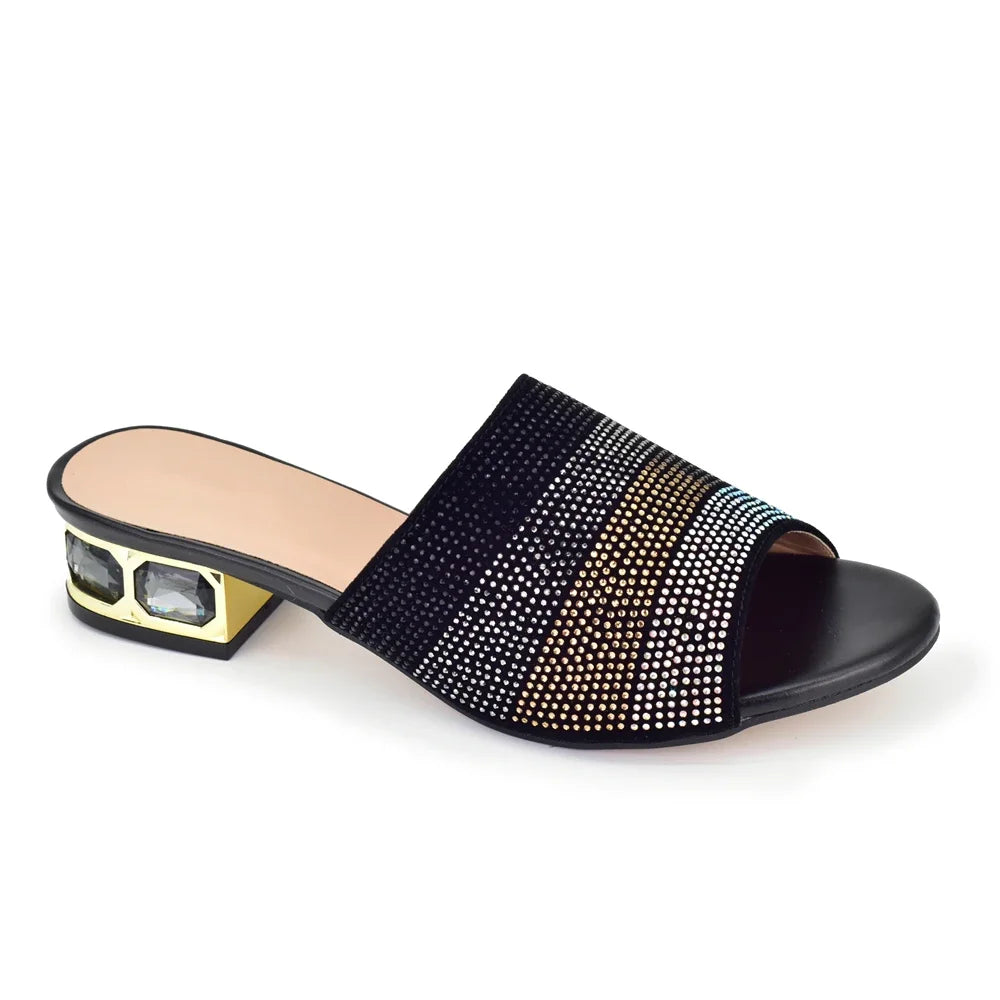 2025 Luxury Women's Designer Low Heel Party Slippers Shoes Decorated With Rhinestone for Bride's Wedding