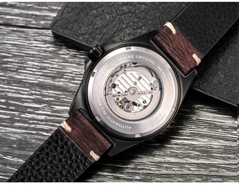 Yelang V1024 Men Brand Watches 44mm Japan Miyota 82S7 Automatic movement Luminous Men 100m Water-Resistant Watch Military Style