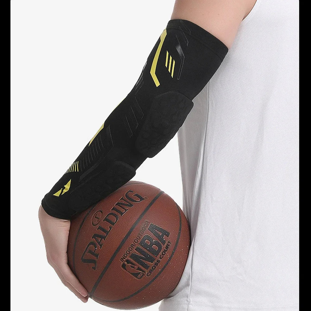 Sports Anti-Collision Padded Arm Sleeves For Protection of Elbow and Forearm During Sports - Honeycomb Pads For Men & Women