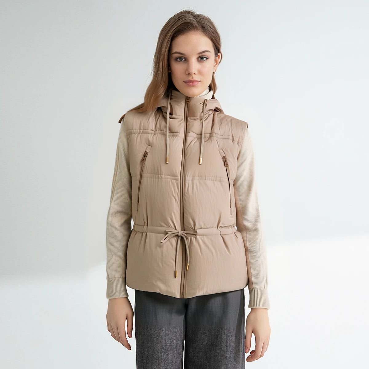 Women's High-Quality Luxury BC Winter Warm & Thick Duck Down Hooded Jackets, Down Vest Coats For Ladies