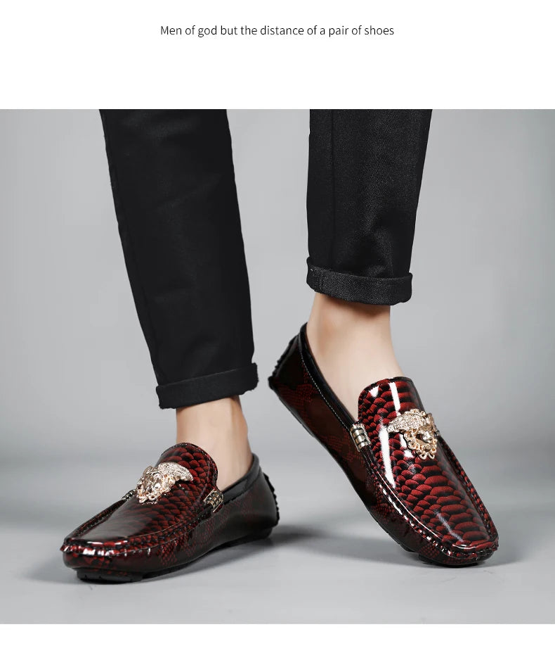Luxury Trendy Mens Fashion Casual Shoes Popular Youth Daily Walking Shoes Red Business Moccasins Loafers Large Size 38-48