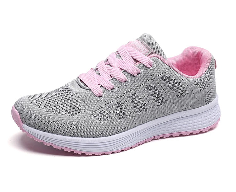 Women's Sneaker 2024 New Fashion Breathable Trainers Comfortable Sneakers Mesh Fabric Lace Up Women's Tennis Shoes For Women