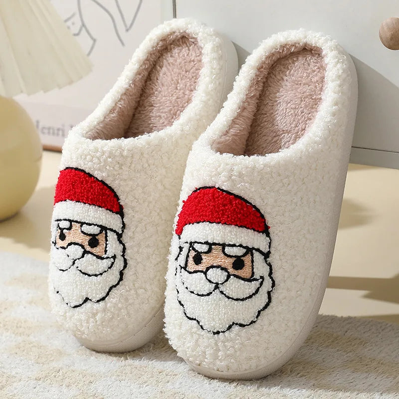Unisex Christmas Winter Warm Cute Fluffy Slippers Suitable for Couple Bedroom Use and As Gift Cotton Shoes With Soft Sole Flat Shoes