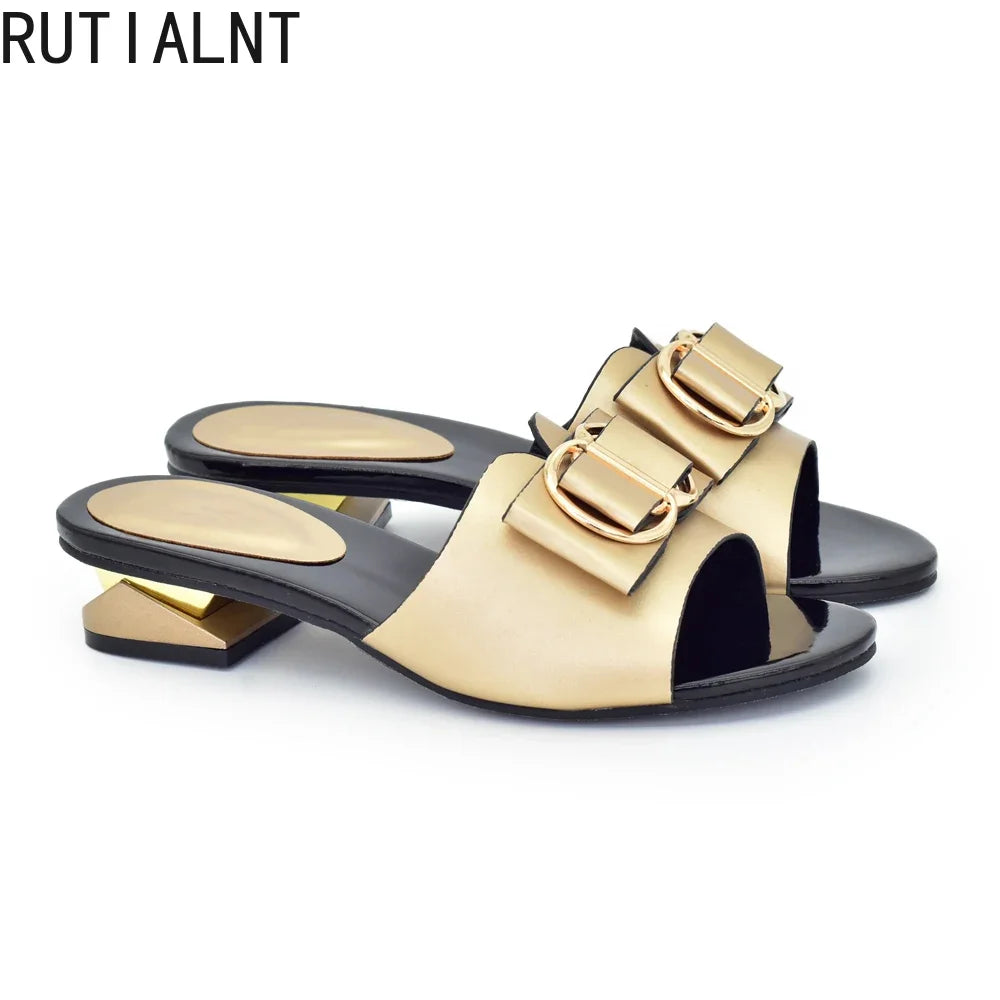 Elegant Italian Women High Quality African Wedding Shoes Lady Summer Autumn Daily Shoes 4cm Rhinestone Ladies Wedding Shoe