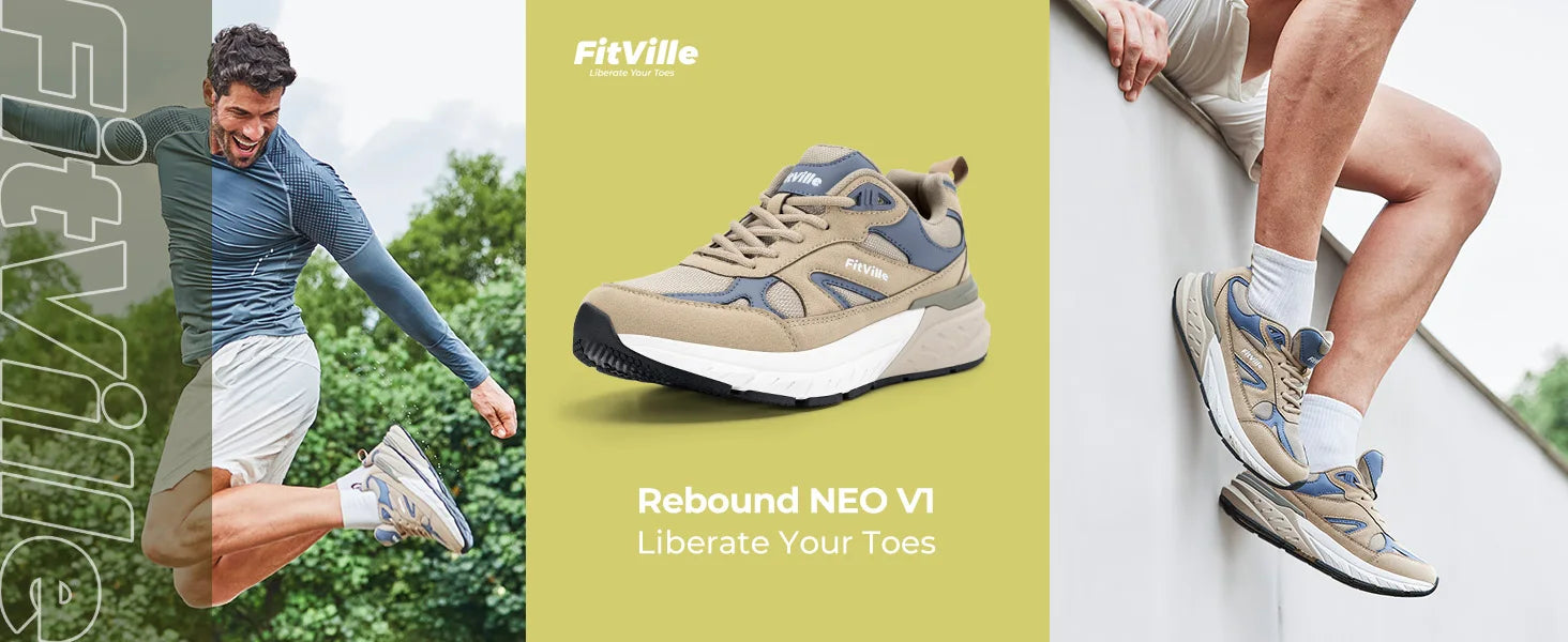 Men's Walking Shoe Wide Width Sneakers with Arch Support For Flat Feet Heel Pain Relief in Plantar Fasciitis