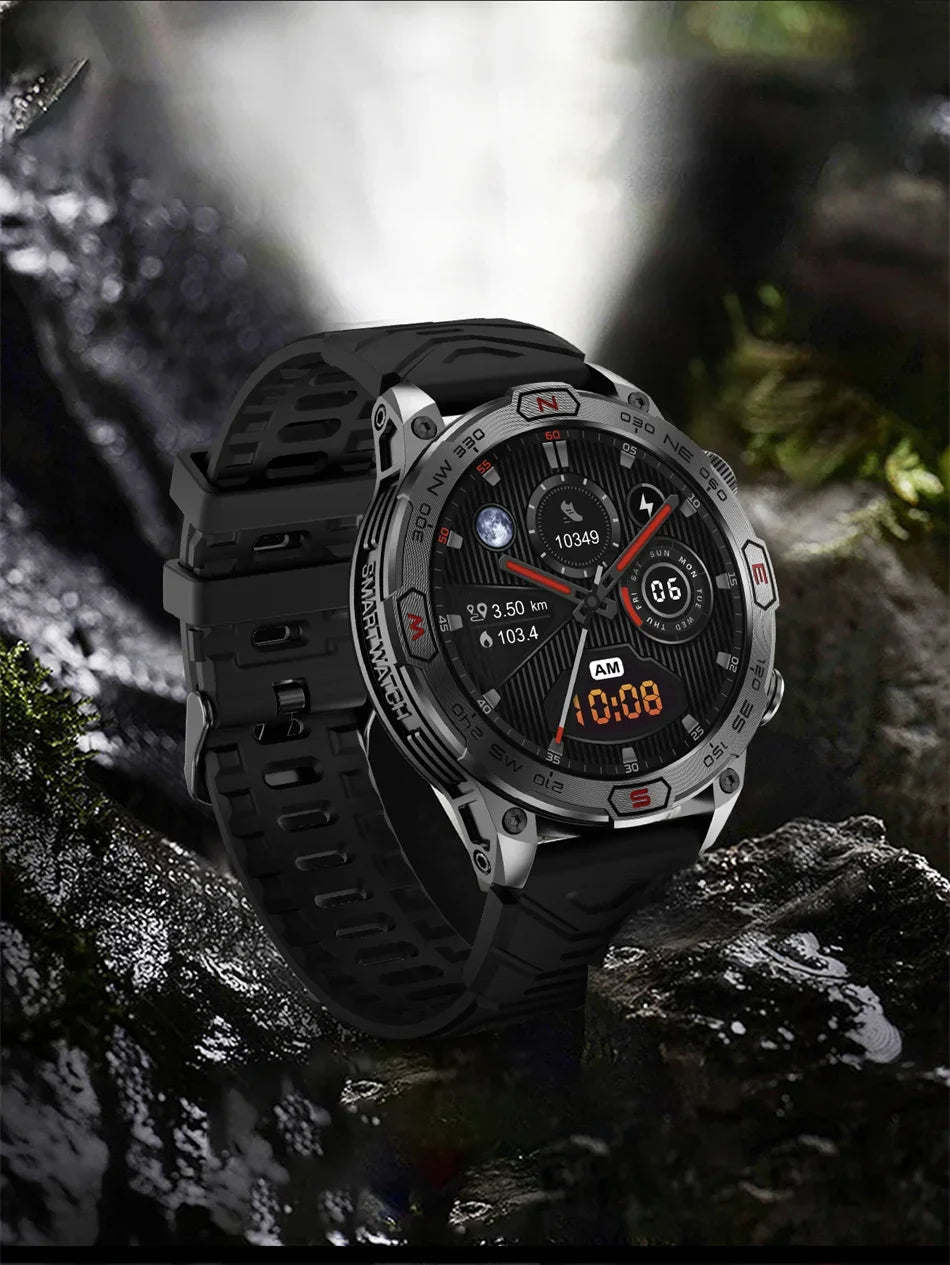 Buitenshuis militair slim horloge heren kompas GPS track Bluetooth oproep IP68 waterdicht AMOLED-scherm smartwatch compatibel met Android iOS