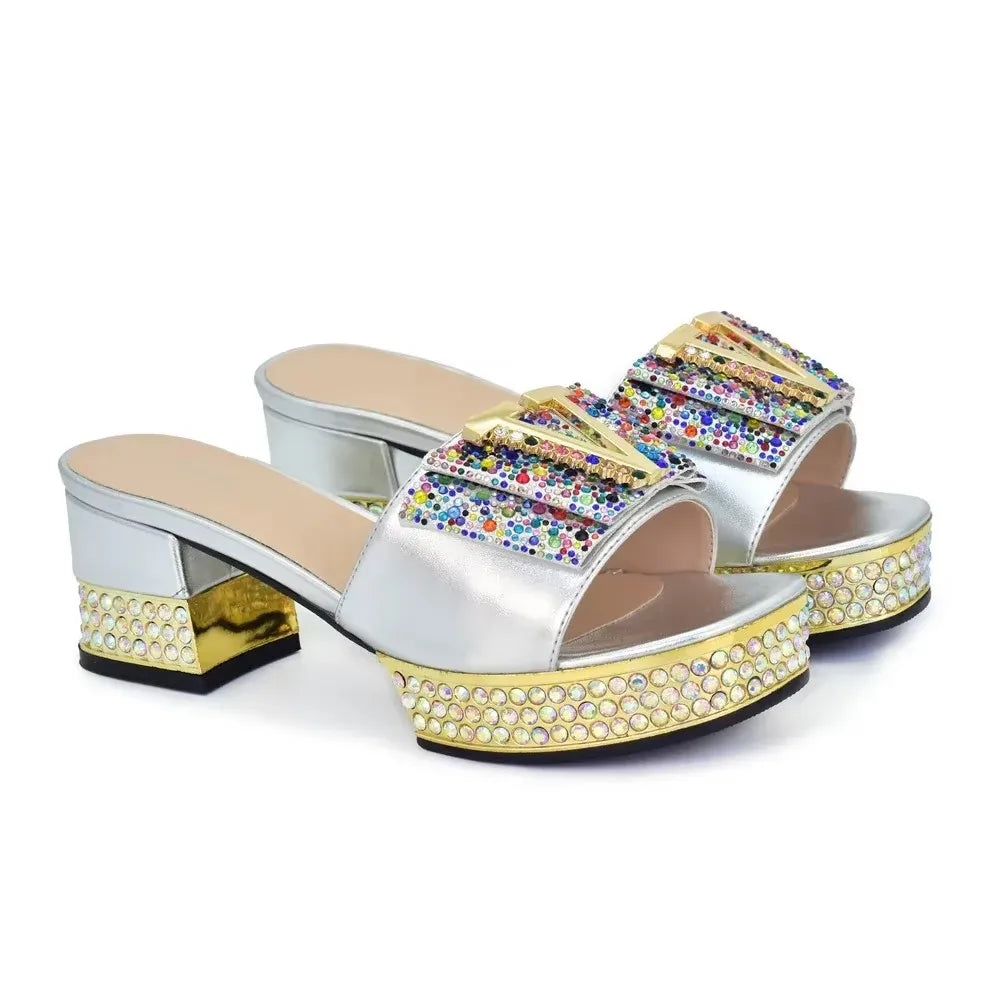 Fashion Ladies Shoe and Bag Set Latest Designers Nigeria Party Shoes and Bags for Women Full Rhinestone Wedding Shoes for Bride