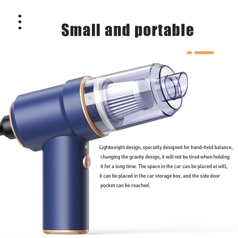 2-in-1 Wireless Car Vacuum Cleaner – Portable High-Power Handheld Vacuum with Multi Brush Heads & Type-C Charging