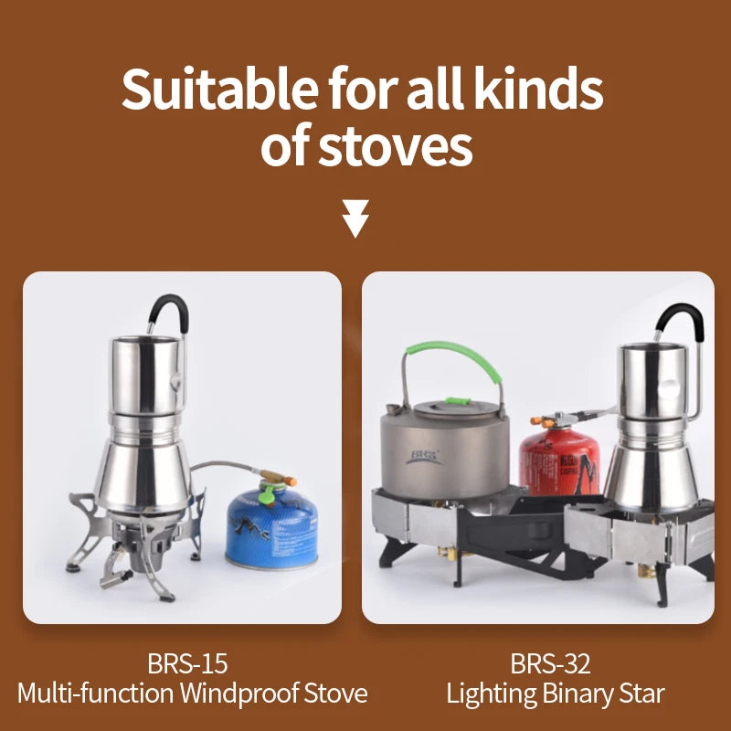 Camping Stovetop Coffee Distiller Maker Stainless Steel Moka Pot Outdoor Brewed Coffee Grinder for Office Home Camping