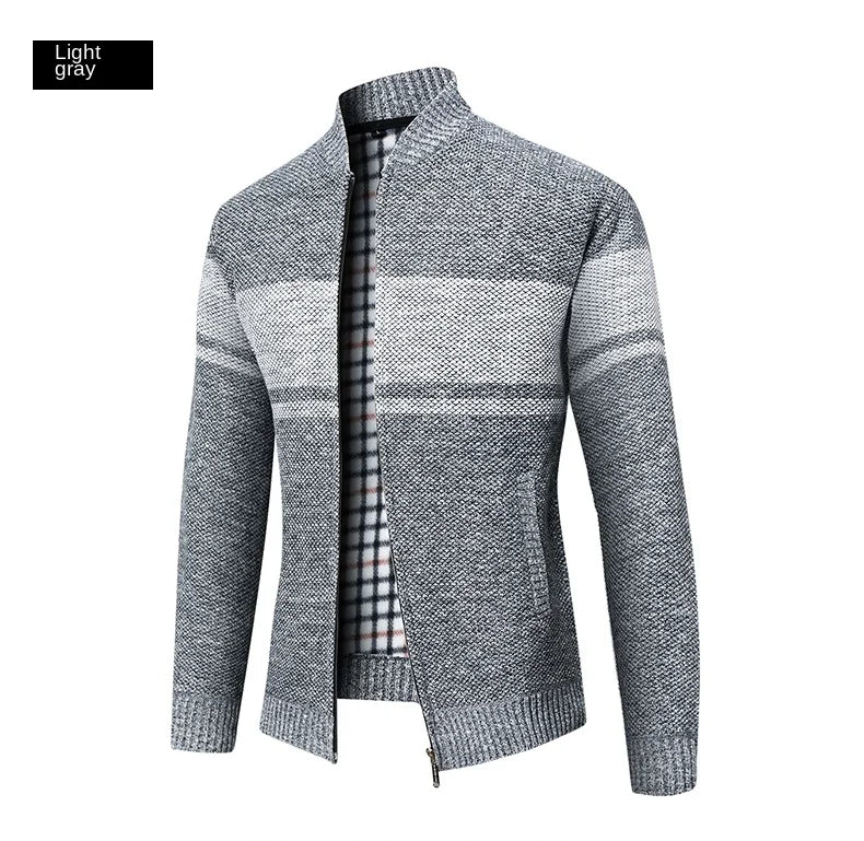 Men's High Quality Thick Plus Velvet Brand Casual Fashion Baseball Collar Classic Jacket, Zipper Warm Windbreaker Male Coats