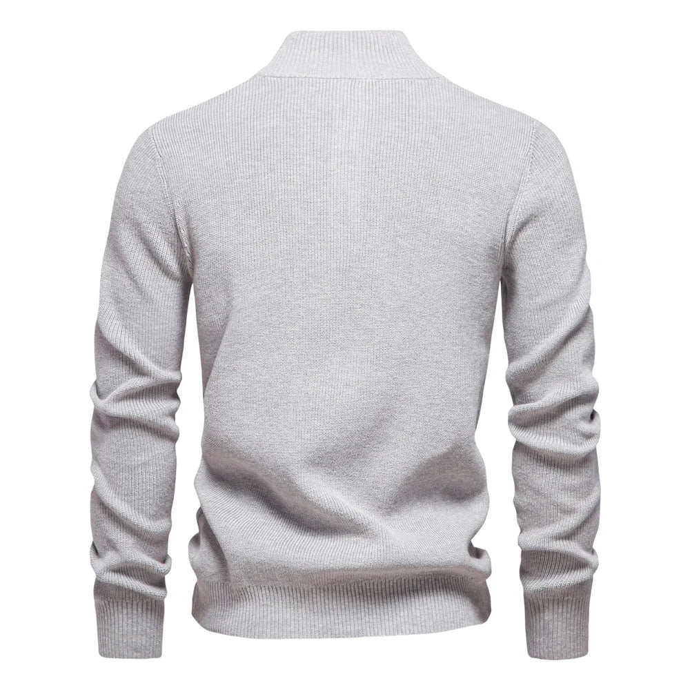 Men's Autumn Quarter Zipper Mock Neck Pullover Sweaters For Men Quality Warm Winter Cotton Knitted Men's Sweaters