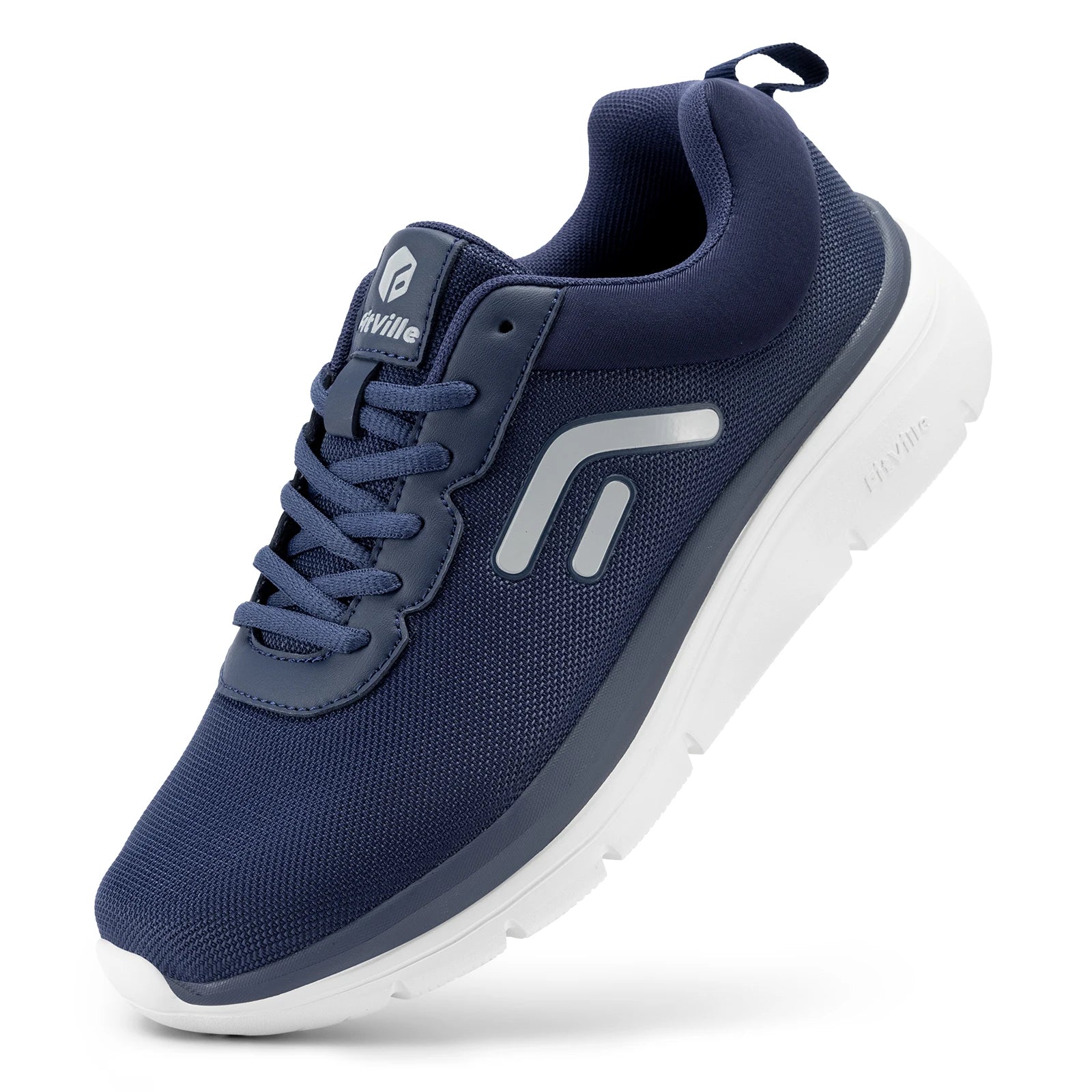 Men's Wide Width Thick Sole Walking Shoes - Lightweight And Breathable Sneakers For Plantar Fasciitis Pain Relieve