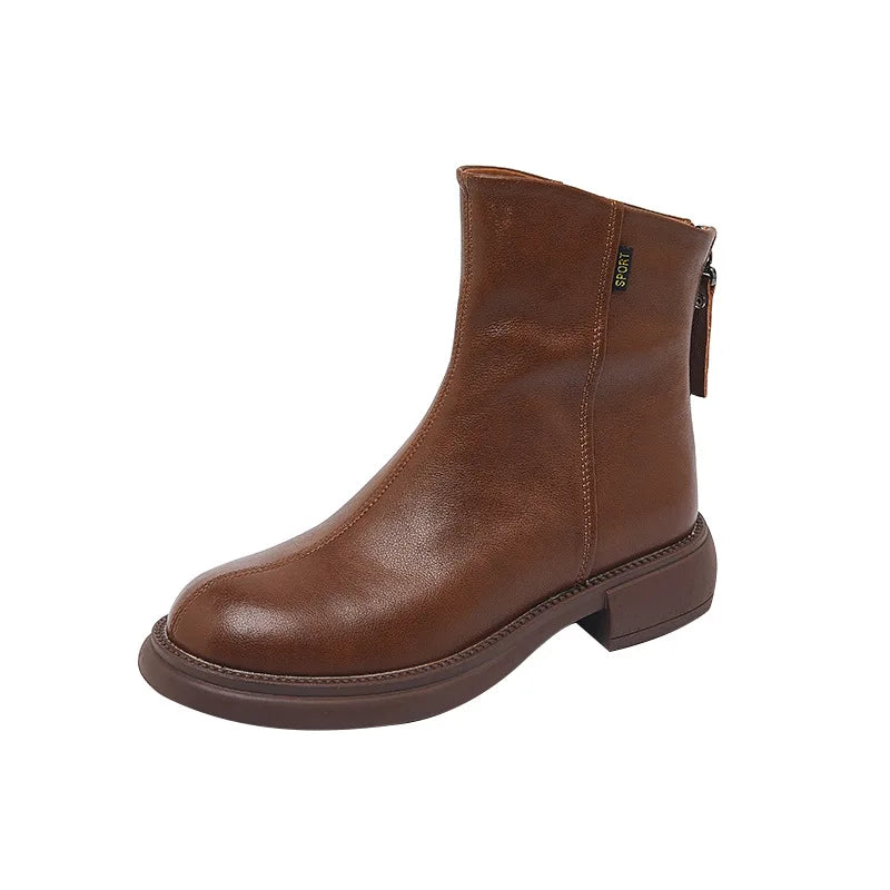 Women's Genuine Leather Female mother Ankle Boots Shoes Split Zipper Winter Fur Plush Warm Autumn Zapateos Mujer Platform