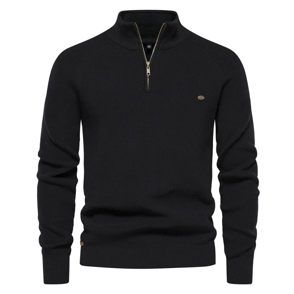 Men's Sweaters Casual Social Knitted Turtleneck Autumn Winter Sweaters Mock Neck Button-Up Cotton Pullover for Men