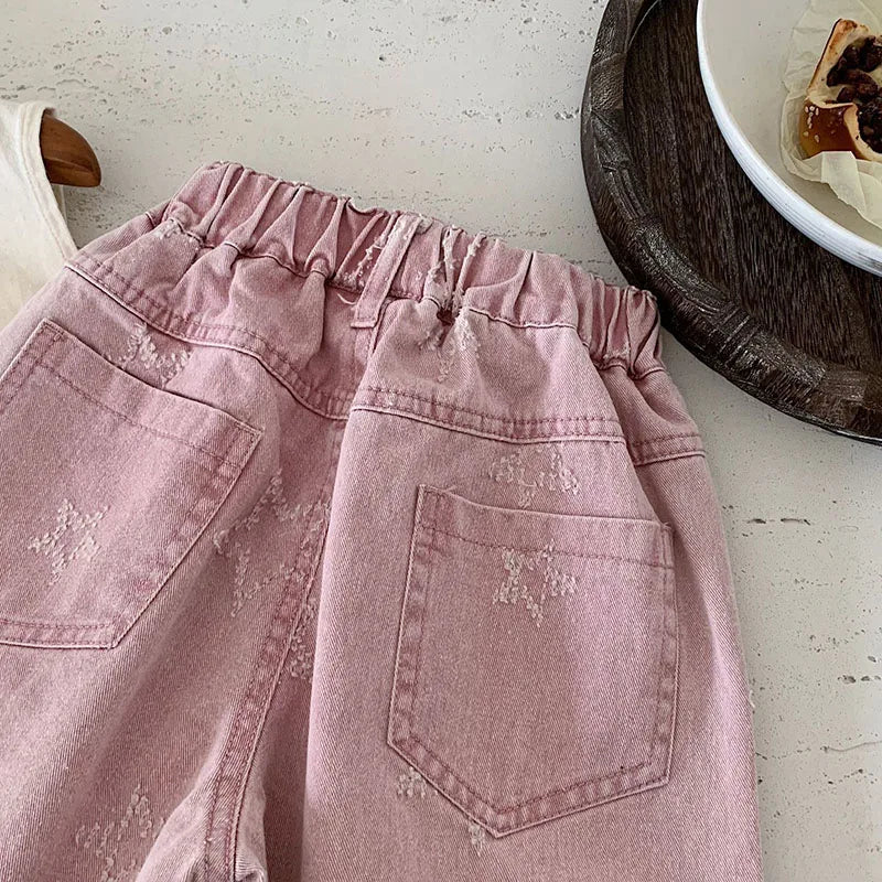 Summer Children's Denim Shorts Thin Star Fashion Boys Shorts Kids Loose Korean Version Girls Casual Pants 1-6T Unisex