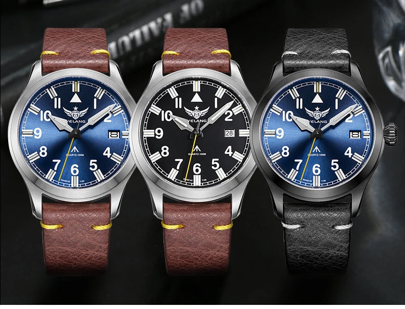Yelang V1021 Men Quartz Watch 42mm Swiss Ronda Movement Luminous T100 100m Waterproof Men's Diving Watch 316L Stainless Sapphire